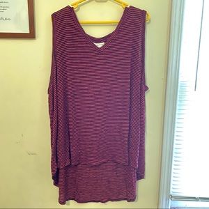 Ava & Viv Striped High Low Hem Tank 4x